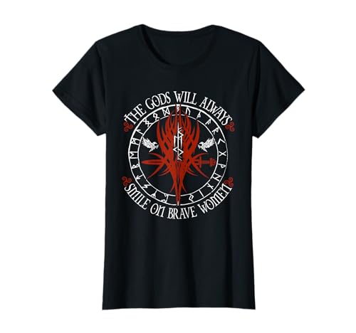 Die Götter Lächeln Über Mutige Frauen Runen Motiv T-Shirt Die Götter Lächeln Über Mutige Frauen Runen Motiv T-Shirt von Nordisch Wikinger Runen Sprüche Viking Symbolik
