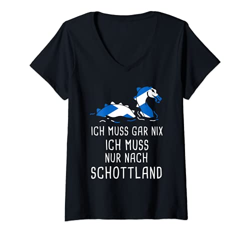 Damen Ich Muss Gar Nix Ich Muss Nur Nach Schottland Schotte Urlaub T-Shirt mit V-Ausschnitt Damen Ich Muss Gar Nix Ich Muss Nur Nach Schottland Schotte Urlaub T-Shirt mit V-Ausschnitt von Nordland Designs
