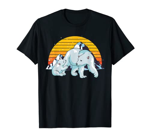 Retro Berge Arktis Tierliebhaber Baby Polarbär Eisbär T-Shirt von Nordpol Tierliebhaber Eisbär Geschenk