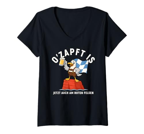 Damen O’zapft is | Roter Felsen Helgoland Spaß Design T-Shirt mit V-Ausschnitt Damen O’zapft is | Roter Felsen Helgoland Spaß Design T-Shirt mit V-Ausschnitt von Nordsee Bayern Humor Kollektion