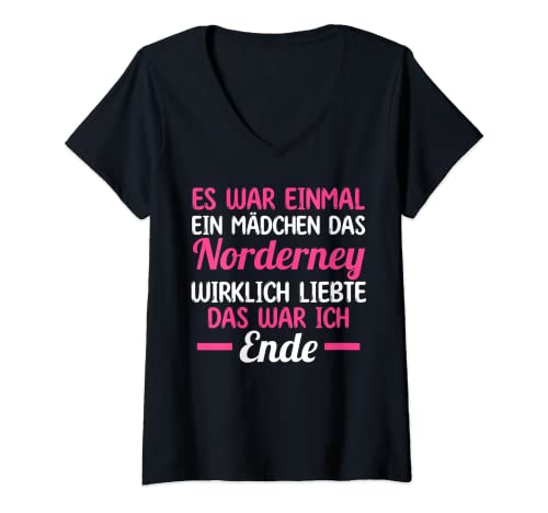 Damen Nordsee Norderney T-Shirt mit V-Ausschnitt von Nordsee Insel Norderney Geschenk