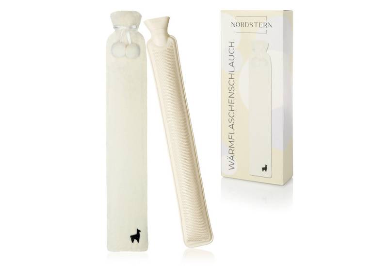 Nordstern Wärmflasche Schlauch Lang mit Bezug 75 cm, Flauschige Nackenwärmflasche für die Schultern von Nordstern