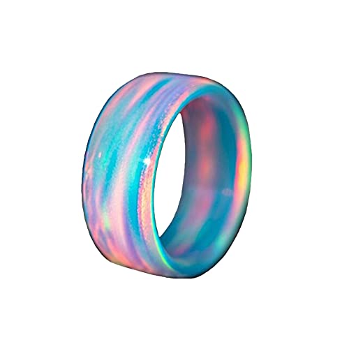 Ringe Eheringe Ring Herren/Damen FüR Hochzeit, Verlobung Blue Cloud Opal Ring Bunte Chunky Rings Bands FüR MäDchen Damen Strandschmuck (10) von Nordterm