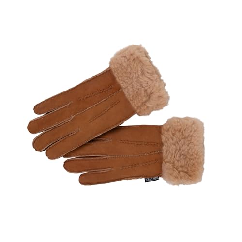Nordvek Damen Schaffell-Handschuhe – Faltbare Manschette – Wildleder # 301-100, hautfarben, 42 von Nordvek