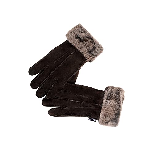 Nordvek Damen Handschuhe aus Lammfell, umklappbarer Bund, Veloursleder, Nr. 301 100, Schokobraun, M/L von Nordvek