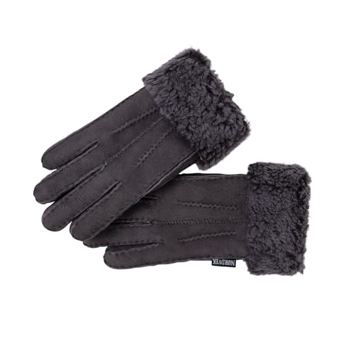 Nordvek Damen Schaffell-Handschuhe – Faltbare Manschette – Wildleder # 301-100, stone, 38 von Nordvek