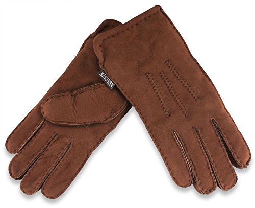 Nordvek Handschuhe, erstklassig, dick, 100% echtes Schaffell, Damen-Handschuhe # 305–100 Gr. Large - 8, braun von Nordvek