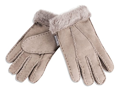 Nordvek Kinder-Handschuhe aus 100 % echtem Schaffell mit umschlagbarer Manschette für 3–8 Jahre # 313–100 Gr. Large, schwarz von Nordvek