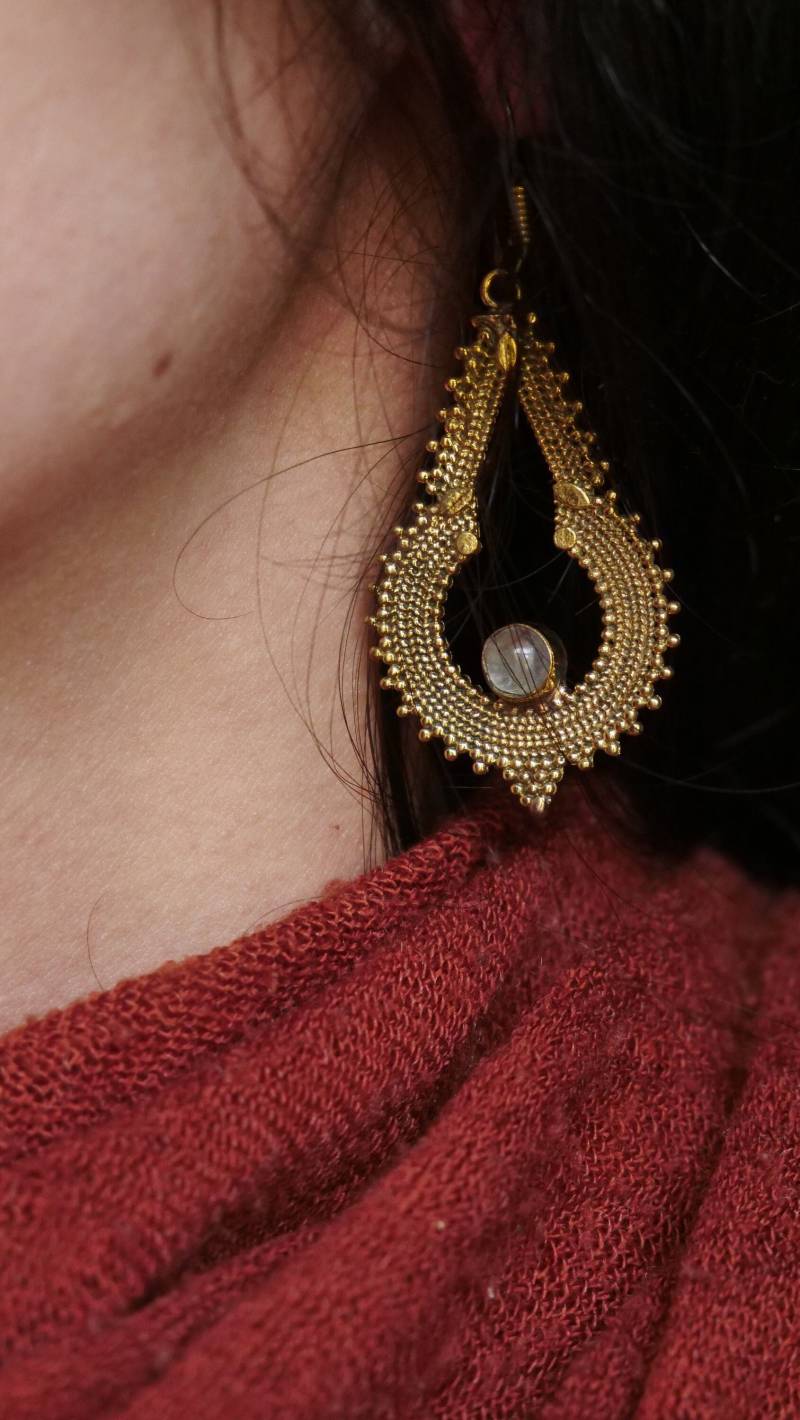 Messing Ohrring Mit Stein von NoreenEthnicCrafts