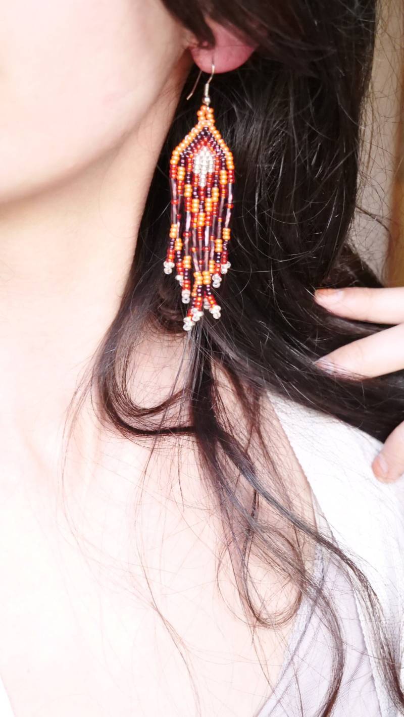 Perlen Ohrringe Südamerika Rot von NoreenEthnicCrafts