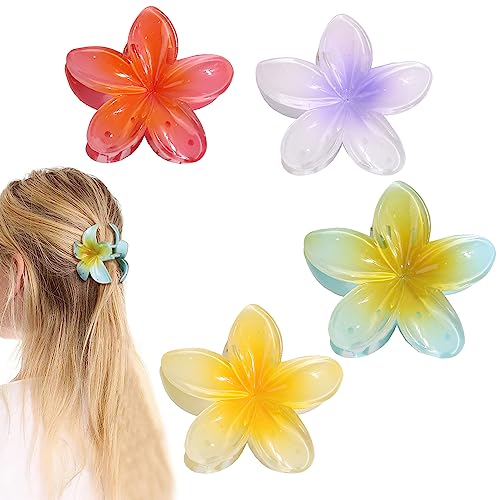 Norhogo 4 Stück Blumen-Haarspangen, hawaiianische Plumeria-Haarklammern, mittelgroße Haarklammern für Frauen und Mädchen, Haarklammern für Frauen und Mädchen, 7.6 cm von Norhogo