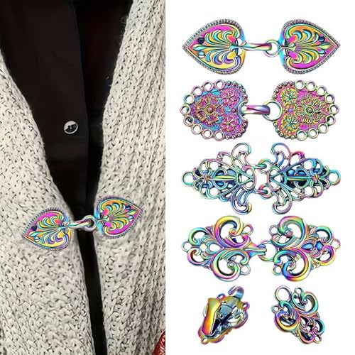 Norhogo 4 Stück Vintage Pullover Swirl Clip, jackenverschluss clip, Schalkragen Verschluss Kleid Hemd Knopf Clip, Retro Wirbel Strickjacke Umhang Pin Antike Umhang Clips für Frauen Mädchen von Norhogo