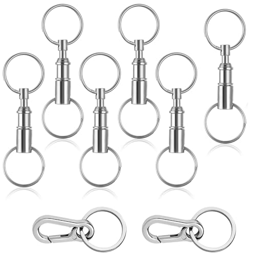 Norhogo 6 Stücke Schlüsselanhänger mit Schnellverschluss, Abnehmbare schlüsselringe mit Doppel Schlüsselring Metall Kupplung Schlüsselanhänger zum Auseinanderziehen für bequemes Zubehör von Norhogo