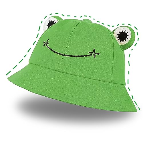 Norhogo Frosch Eimer Hut Fischerhut Damen Anglerhut Frosch Sonnenhut Fischerhut Bucket Hut Bucket Hut Unisex Eimerhut Faltbar Outdoor Hut Sommermütze Angel Kopfbedeckungen für Camping Wandern von Norhogo