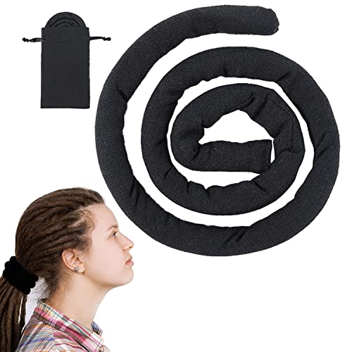 Norhogo Haargummi Spirale Stoff Zubehör mit Stoffbeutel Spiral Lock Haarbinde Pferdeschwanz Halter Bunte Biegbare Haarbinder für Frauen Männer Langes Dickes Lockiges Haar, 68cm Lang, Schwarz von Norhogo