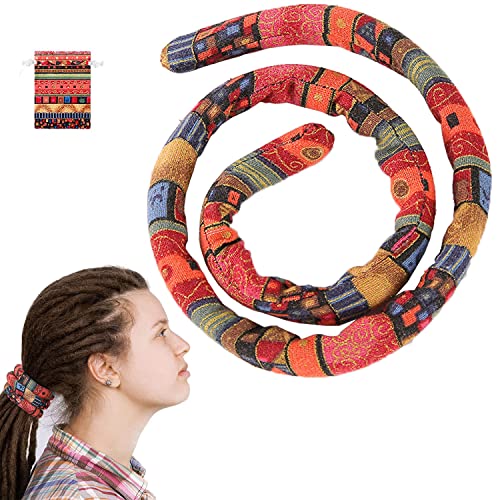 Norhogo Haargummi Spirale Stoff Zubehör mit Stoffbeutel Spiral Lock Haarbinde Pferdeschwanz Halter Bunte Biegbare Haarbinder für Frauen Männer Langes Dickes Lockiges Haar 68cm Lang, Rot von Norhogo