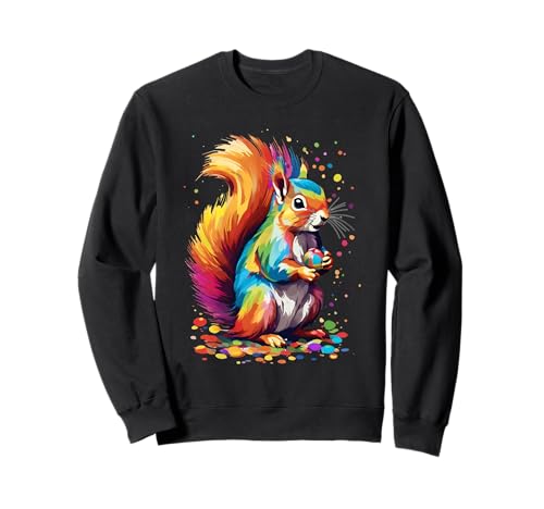 Nori Artwork Eichhörnchen Sweatshirt Damen Teenager Mädchen Jungen Trend Multicolored S von Nori Artwork: Bedruckte Kleidung mit Tiermotive
