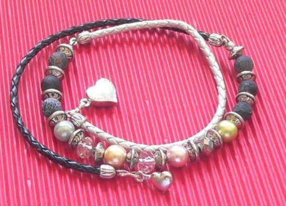 Sgh006 - Lederband Halskette Schwarz Silber Sgh006 - Lederband Halskette Schwarz Silber von NorikasFundgrube