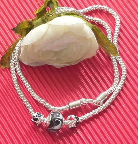 Sgh090 - Kette Mit Modulglasperle Und Herzmodulperlen von NorikasFundgrube
