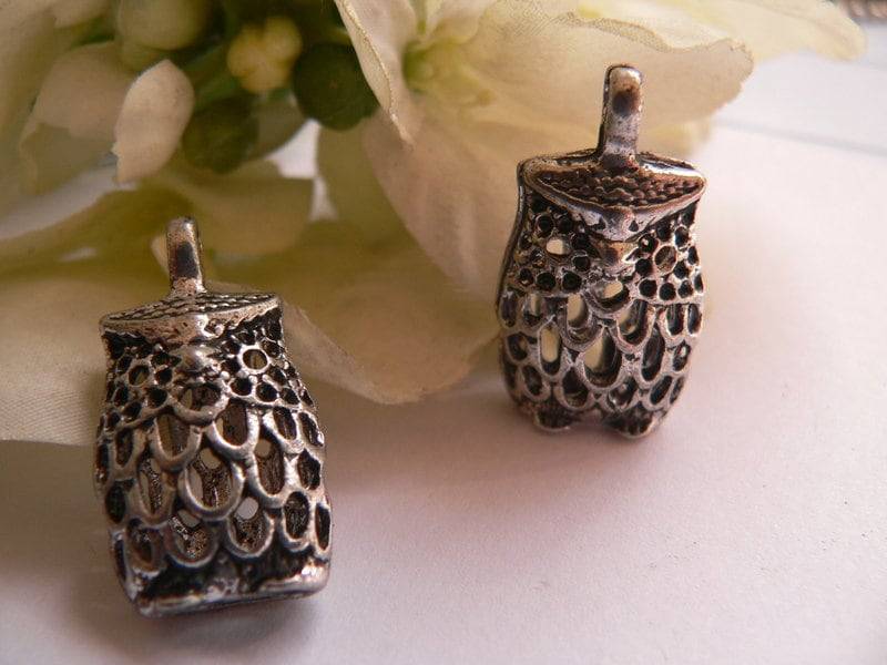 Tsa223 - 2 Schmuckanhänger Eulen 3 D von NorikasFundgrube