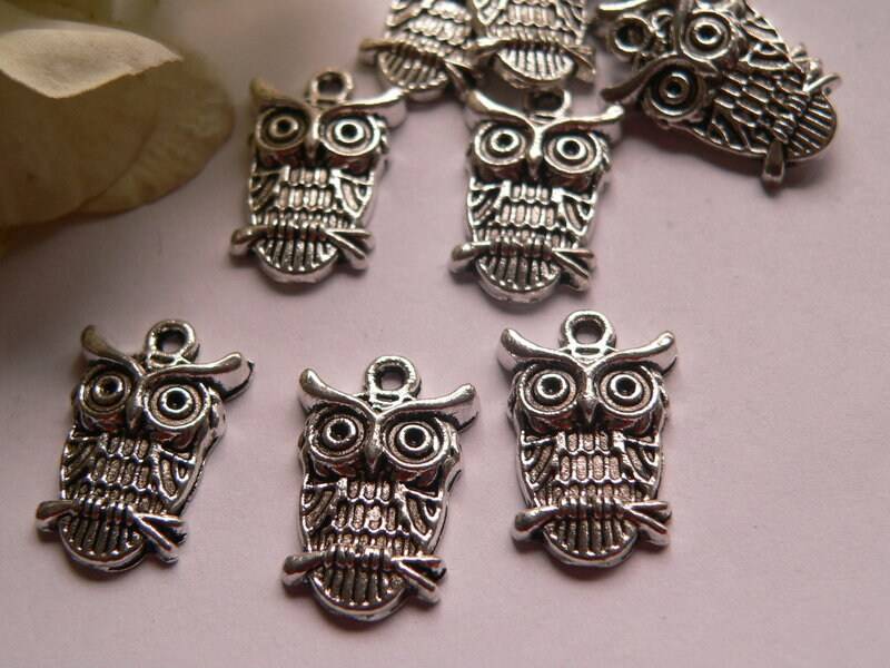 Tsa249 - 10 Schmuckanhänger Eulen von NorikasFundgrube