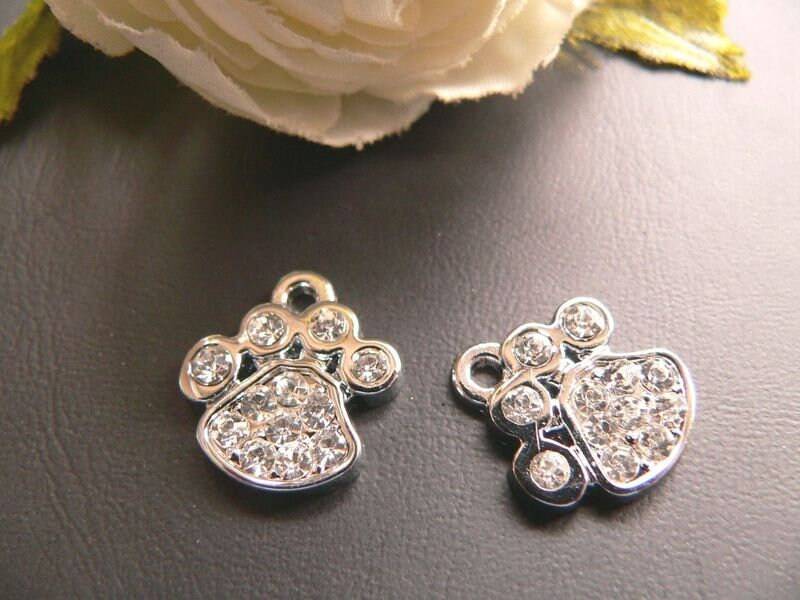 Tsa319 - 2 Schmuckanhänger Pfote Mit Strass von NorikasFundgrube
