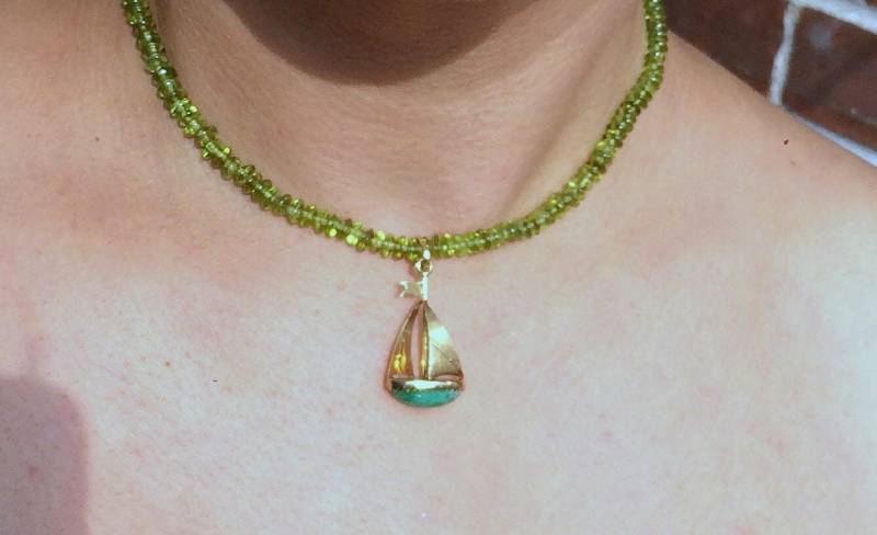 14K Aventurin Quarz Anhänger Auf Natürlichen Peridot Chocker Halskette -Vintage Anhänger-Halskette - Einzigartiges Geschenk Für Ihren August von NoritaJewelryBox