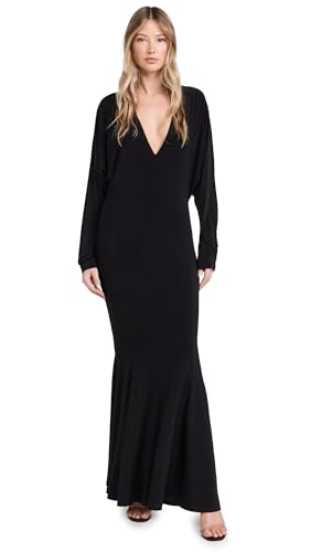 Norma Kamali Damen Dolman V Neck Fishtail Gown Kleid, Schwarz, Groß von Norma Kamali
