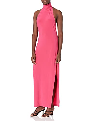 Norma Kamali Damen Halter Turtle Side Slit Gown Cocktailkleid, Rose, Groß von Norma Kamali