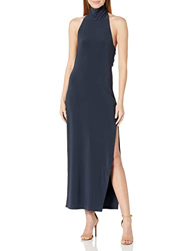 Norma Kamali Damen Halter Turtle Side Slit Gown Cocktailkleid, Zinn, Klein von Norma Kamali