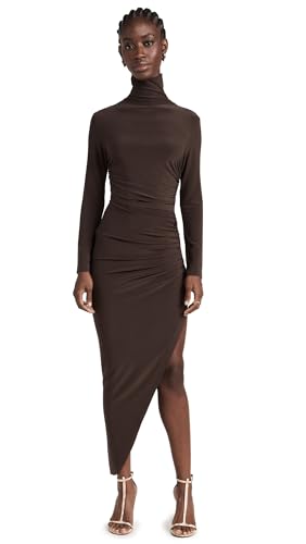 Norma Kamali Damen Langarm Rollkragen Seite Drape Kleid, Schokolade, X-Klein von Norma Kamali