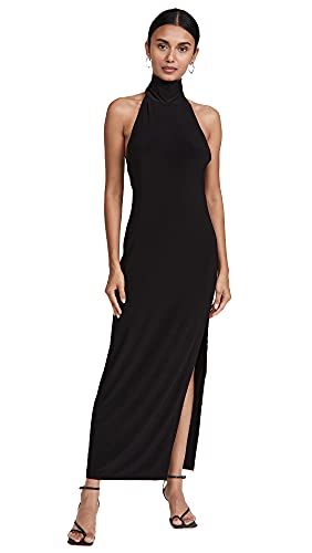 Norma Kamali Damen Neckholder Turtle Side Slit Bademantel Cocktailkleid, Schwarz, Klein von Norma Kamali