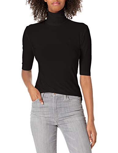 Norma Kamali Damen Slim FIT Short Sleeve Turtle TOP T-Shirt, schwarz, Klein von Norma Kamali