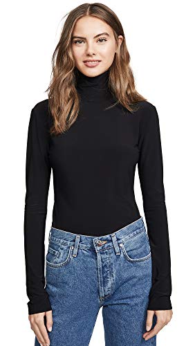 Norma Kamali Damen Slim Fit Long Sleeve Turtle Top Hemd, schwarz, X-Klein von Norma Kamali