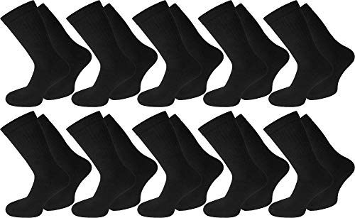 normani 20 Paar Sportsocken & Arbeitssocken – Tennissocken für Herren & Damen – Atmungsaktiv & Strapazierfähig – In Schwarz oder Weiß – Ideal für Freizeit & Beruf Farbe Schwarz Größe 47/50 von normani