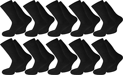 normani 20 Paar Arbeits- Freizeit - Sportsocken Tennissocken in Schwarz oder Weiß Farbe Schwarz Größe 39/42 von normani