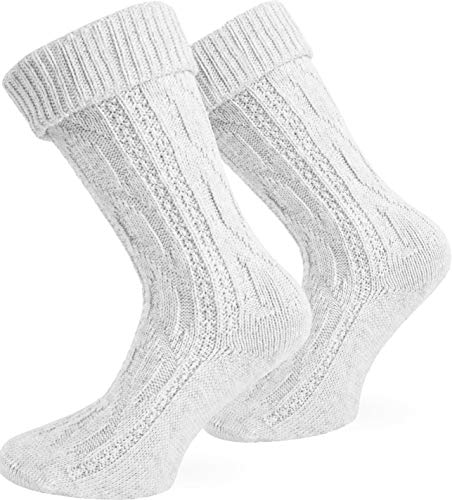 normani Kurze oder Lange Trachtensocken Trachtenstrümpfe Zopf muster Socken meliert Farbe Weiß Größe 43/46 von normani