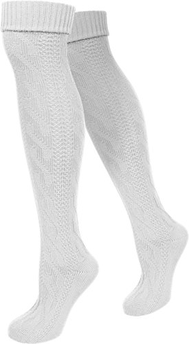 normani Lange Trachtensocken Trachtenstrümpfe Zopf Socken meliert Farbe Weiß Größe 43/46 von normani