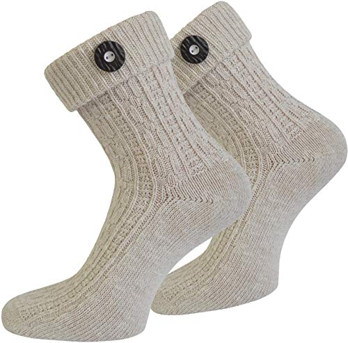 normani Original Trachtensocken Trachten Strümpfe Socken Natur Farbe Naturmelange mit Knopf Größe 43/46 von normani