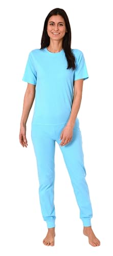Normann Care Damen Pflegeoverall Kurzarm Schlafanzug mit Langen Bein und Reißverschluss am Rücken, Farbe:türkis, Größe:L von Normann Care