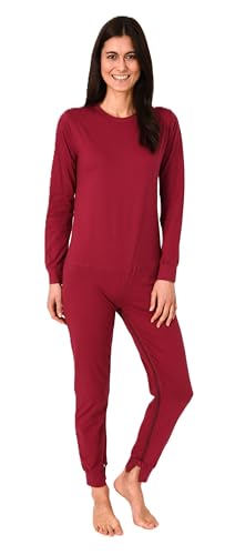 Normann Care Damen Pflegeoverall Langarm Einteiler Schlafanzug mit Reißverschluss am Bein, Farbe:Beere, Größe:XXL von Normann Care