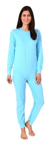 Normann Care Damen Pflegeoverall Langarm Einteiler Schlafanzug mit Reißverschluss am Bein, Farbe:türkis, Größe:XXL von Normann Care