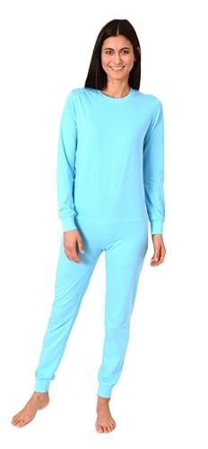 Normann Care Damen Pflegeoverall Langarm Einteiler Schlafanzug mit Reißverschluss am Rücken, Farbe:türkis, Größe:L von Normann Care