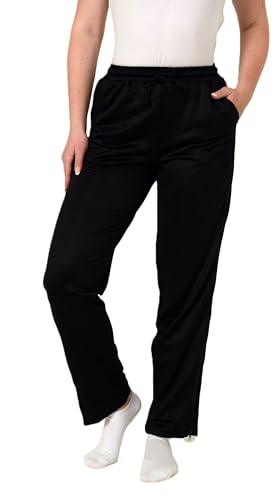 Normann Care Damen Rehahose mit seitlichen Reißverschluß Jogginghose für Reha, Physio, Gipsbein, Farbe:schwarz, Größe:S von Normann Care