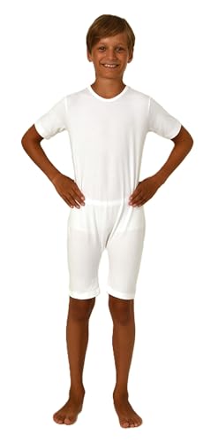 Normann Care Kinder Pyjama Pflegebody Kurzarm - Unisex - mit Beinreissverschluss, Farbe:Weiss, Größe:164 von Normann Care