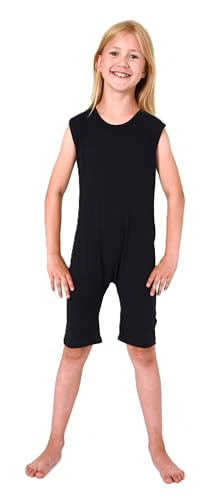 Normann Care Kinder Pyjama Pflegebody ohne Ärmel - Unisex - mit diagonalem Reißverschluss am Rücken, Farbe:Navy, Größe:164 von Normann Care