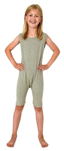 Normann Care Kinder Pyjama Pflegebody ohne Ärmel - Unisex - mit diagonalem Reißverschluss am Rücken, Farbe:grau, Größe:152 von Normann Care