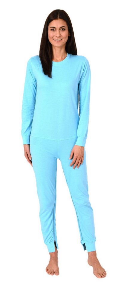 Normann Care Pyjama Damen Pflegeoverall langarm mit Reißverschluss am Rücken und Bein von Normann Care