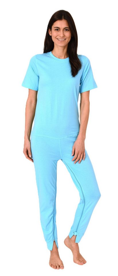 Normann Care Pyjama Damen kurzarm Pflegeoverall mit langen Bein und 2 Reissverschlüssen von Normann Care
