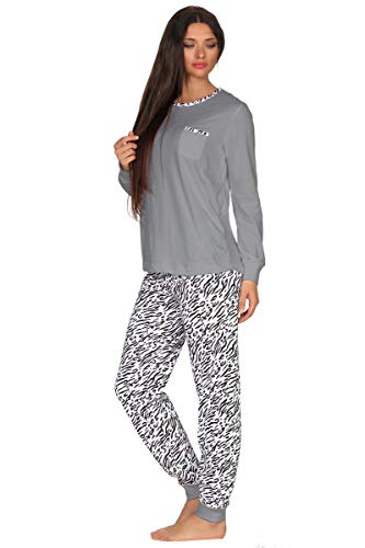 Normann Germany Damen Pyjama, Rundhals, Uni, Hose Allover, Grau, 65157, Gr. S 36/38 von Normann Germany